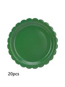 10pcs/20pcs/50pcs Dark Green Plates Paper 7 Inch Scalloped Green Paper Plates Dessert Cake Plate Cute Party Plate 9 Inch Dinner Plates For Wedding Birthday Holiday Event Festival Party Supplies