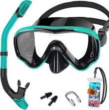 Kit deáscara de Snorkel Buceo para Adultos, Snorkel Frontal Natación, Panorámica 180°, Antivaho y Antifugas, con Esnórquel, Bolsa Impermeable, Tapones Oídos y Clip Nariz, para Buceo, Esnórquel - VERDE - Ver 13