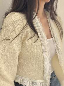 2026春秋女式长袖针织开衫 - 杏色 - 查看 4