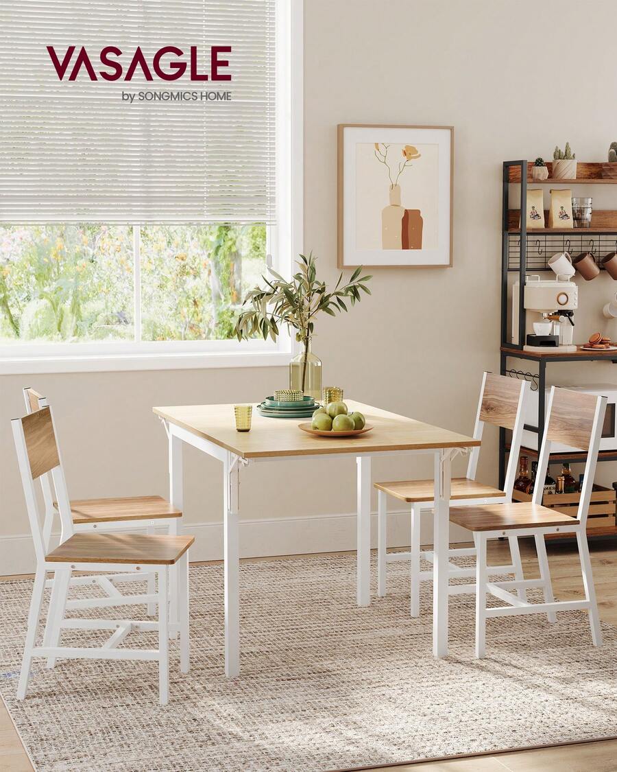 VASAGLE Juego de 2 sillas de comedor, sillas de madera rústica con estructura de metal, fácil de ensamblar, asiento cómodo, silla estilo granja moderna para la cocina, el dormitorio y la sala de estar - Blanco y marrón - Ver 1