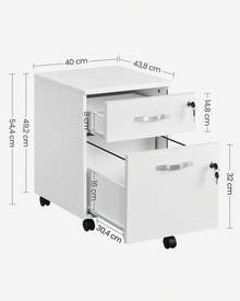 Lockable Filing Cabinet with 2 Drawers - Weiss - Übersicht 4