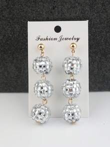 1 Pair Glass Disco Ball Multicolor Dangle Earrings, Party & Holiday Jewelry - Colorful - View 6