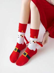 1 Pair/2 Pairs Men's Comfortable Casual Fashion Christmas Tree & Santa Claus Pattern Crew Socks - Multicolor - View 8