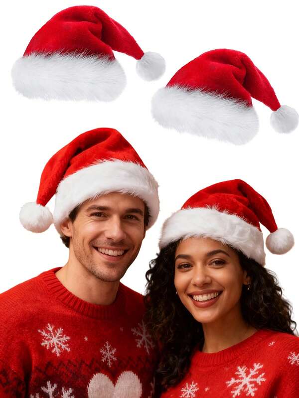 Elegante cappello natalizio imbottito per adulti - orecchie lunghe e appuntite morbide e decorazione soffice, cappello da Babbo Natale rosso e bianco, adatto per servizi fotografici natalizi, feste di Natale, Capodanno - abbigliamento natalizio comodo e durevole (lavare a mano) - perfetto per coppie, coordinati di famiglia, feste natalizie e celebrazioni - ideale per eventi di Natale e Capodanno con cappello rosso/bianco, cappello da Babbo Natale
