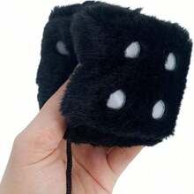 1 pièce Dés en peluche pour couple, pendentif rétro  à pois pour rétroviseur de voiture, décoration de voiture, ornement suspendu pour l'intérieur, convient aux filles, décoration de rétroviseur de voiture, cadeau pour la Saint-Valentin/les fêtes - Multicolore - Voir 9