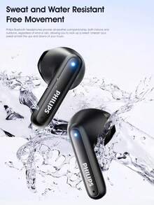 PHILIPS TWS Bluetooth wireless headphones, TAT1199,AI noise reduction,Spatial sound effects, long battery life, Low latency, waterproof for sports, non-pressure to wear - 黑色 - 查看 6