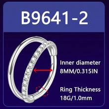 1 Piece Of Double Hoop Earrings, Suitable For Pierced Nose Ring/Earring/Lip Ring/Belly Button Ring Piercing Jewelry 18K Gold-Plated Hypoallergenic Lightweight Silver Double Earrings Punk Style Cartilage Helix Tragus Piercing - Silver - View 16