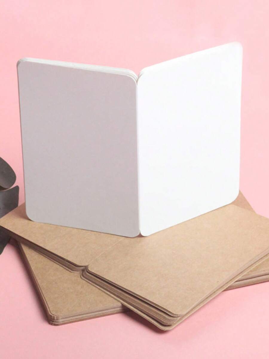 10pcs/Set Ins Style Simple Solid Color Folded Blank Card Foldable Gift Greeting Card Postcard Essential Gift Accessories Giving For Birthdays Celebrations