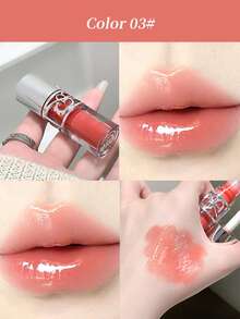 Gege Bear 1pc Glossy Hydrating Moisturizing Plump Glass-Like Lip Gloss, Long-Lasting And Non-Sticky - 彩色 - 查看 7