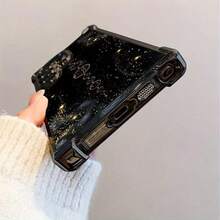 Moon Star Glitter Eclipse Four-Corner Airbag Electroplated Phone Case Suitable For Samsung GALAXY S25 ULTRA S24 Plus S23 Fe , Compatible With  17 AIR 16 Promax 15 Pro Max Case 14,  13 Cases Protective Black Cover For Both Men And Women Gift. - màu đen - Xem 6