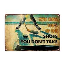 Vintage Hockey Tin Sign You Miss Shots Retro Hockey Wall Decor Man Cave Sports Bar Garage Gift - 彩色 - 查看 1