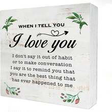 1pc 5x5inch(12.7x12.7cm) When I Tell You I Love You Pattern Printing Wooden Box For A Collector's Display, Curiosities Cabinet, Or Memory Shelf. - 白色 - 查看 4