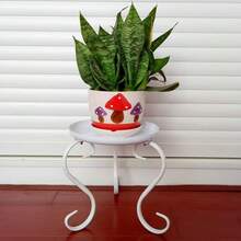 1个现代金属植物架 - 室内/室外花盆架展示架，独立式可移动转角架，适用于客厅、阳台、花园、露台 - 无需用电 - 彩色 - 查看 2