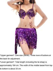 Trang phục múa bụng nữ Bộ bikini đính sequin - Trang phục biểu diễn sân khấu & khiêu vũ mở màn - Nhiều màu - Xem 9