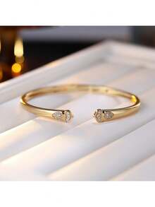 Brățară la modă pentru femei, încrustată cu pietre sintetice de zirconiu, design rafinat, bijuterie (fără cutie)