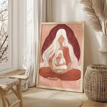 祖先疗愈 - 精美艺术版画，祖母，母亲，孩子，婴儿，世代相传，助产士，礼品插画海报，墙面装饰，灵性分娩，无框 - 彩色 - 查看 9