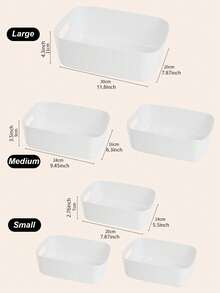 1pc/2pcs/3pcs Small Plastic Storage Boxes/Baskets For Desktop Snacks, Sundries, Cosmetics, Etc. Suitable For Organizing In Dorms, Kitchens, With A Rectangular Shape - White - View 20