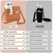 WADY Bolso para, Bolsa de Almacenamiento portátil para Agua al Aire última intervensión con Bolsa, Bolsa Cruzada para Botella Stanle - Marrón - Ver 6