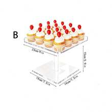 1pc Acrylic Dessert Display Stand, Transparent Square Paper Cup Cake Cookie Tray, Wedding Birthday Party Sweet Treat Display Rack, Self-Service Dessert Table Storage Tray - Transparent - View 9