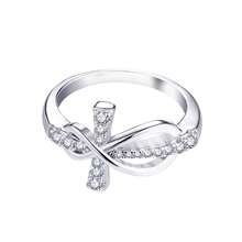 1pc 925 Sterling Silver Ring With Synthetic Cubic Zirconia, Cross Infinity 8 Design, Best Gift For Women
