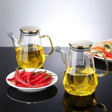 1个创意钻石纹硼硅酸盐玻璃油瓶，防漏玻璃油壶，适用于厨房盛放酱油、醋、食用油和调味料 - 彩色 - 查看 11