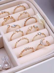 Double PU Large Capacity Earrings Jewelry Box Earrings Ring Multifunctional Jewelry Box Jewelry Storage Box , Makeup Room Décor - Multicolor - View 7