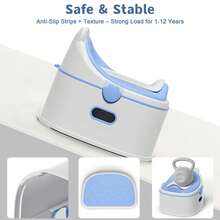 3-In-1 Toddler Potty Training Toilet Seat, Adjustable, Foldable Potty Chair Adapter With Ergonomic Design And Space-Saving Structure For Kids, Boys And Girls - 藍色 - 查看 6