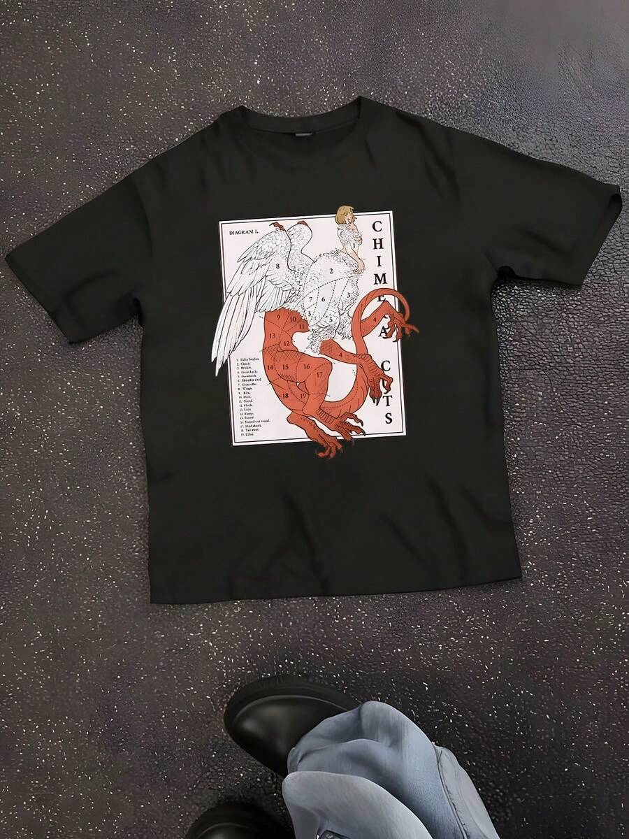 Delicious In Dungeon Falin Chimera Cuts Tshirt Fashion Women's Harajuku Marcille Chilchuck T-Shirt Unisex Vintage T - 黑色 - 查看 1