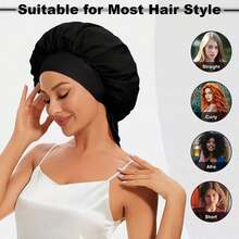 Silky Satin Sleep Bonnet For Women With Adjustable Bow Ties - Luxurious Hair Protection Cap For Curly/Natural Hair, Multi-Color Options, Soft Nighttime Hair Care Essential,Bonnet,Shower Cap,Hair Products And Accessories For Barber Salon Beauty Travel Essentials,Back To School,Travel Holiday Essentials,Hair Accessories For Women - Multicolor - View 6