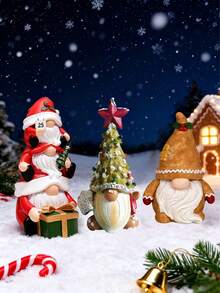 3 ornamenti creativi di Babbo Natale, decorazione per scene natalizie, adatti per soggiorni, camere da letto, ristoranti, cucine e altre occasioni, ornamenti da scrivania per regali di Natale, per aumentare l'atmosfera festiva. - Multicolore - Visualizzare 2