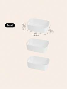 1pc/2pcs/3pcs Small Plastic Storage Boxes/Baskets For Desktop Snacks, Sundries, Cosmetics, Etc. Suitable For Organizing In Dorms, Kitchens, With A Rectangular Shape - White - View 13