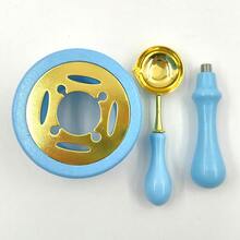 1set Wax Seal Warmer Kit, Wooden Wax Seal Furnace With Melting Spoon+ Wooden Handle,Seal Wax Melting Furnace Tool For Melting Wax Seal Beads Or Sealing Wax Sticks