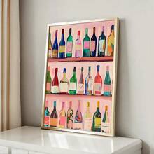 1 件带框/无框抽象复古酒瓶厨房饮料海报酒吧推车墙壁艺术帆布印刷简约时尚多巴胺装饰画适用于公寓、餐厅、客厅、现代家居装饰 - 彩色 - 查看 3
