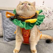 Pisică Burger bandă de susținere guler animal de companie Halloween costum decorativ bandă de susținere pentru pisică pălării cosplay rochie