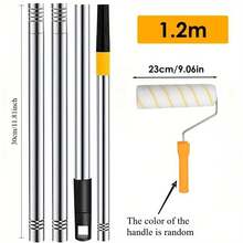 1 Set Paint Roller Extension Pole - Paint Roller Kit - Painting Extension Pole, 9 Inch Paint Roller Frame With Microfiber Roller Cover, Includes 1.2/1.8M Stainless Steel Extension Pole, For Wall And Ceiling Painting