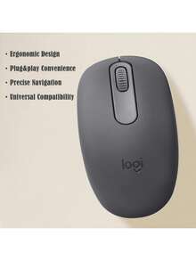 Logitech M196 人體工學滑鼠 57°傾角科學支撐 藍牙2.4G雙模無線 中小手型舒適握感 程式設計師設計師辦公室高效專用 黑色 - 黑色 - 查看 1