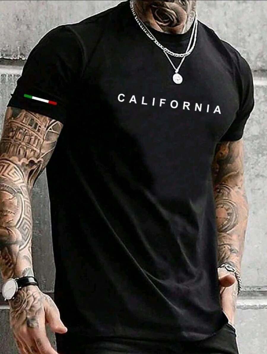 California Basic Men's T-Shirt - Black - View 1