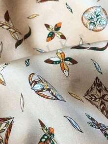 1pc Women's Luxury Patterned 27.5" X 27.5" Silk Bandana Scarf, Elegant Fashion Design, Versatile Neck Wrap, Hair Band, And Headband, Ideal For Daily Wear, Casual Outfits, And Chic Styling, Lightweight And Stylish Accessory - 淺褐色的 - 查看 5