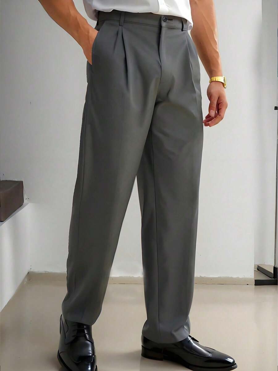 Men's Suit Pants, Business Lightweight Trousers, Men's Formal Pants, Straight Leg Casual Pants, Straight Solid Color Dress Pants