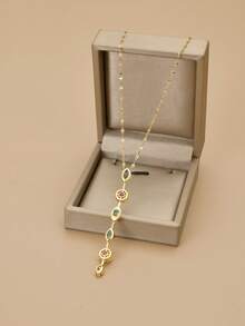 1 chiếc vòng cổ thép không gỉ hình vuông hình giọt nước đính đá Cubic Zirconia bất đối xứng sang trọng thời trang có tua rua, thích hợp cho tiệc tùng nữ, trang phục hàng ngày, phong cách Châu Âu và Mỹ, độc đáo, hào phóng, đá Cubic Zirconia, trang sức cưới, quà tặng cho bé gái, người thân, bạn bè, sinh nhật, ngày lễ tình nhân, quà tặng cho người yêu (không bao gồm hộp quà) - Vàng - Xem 3