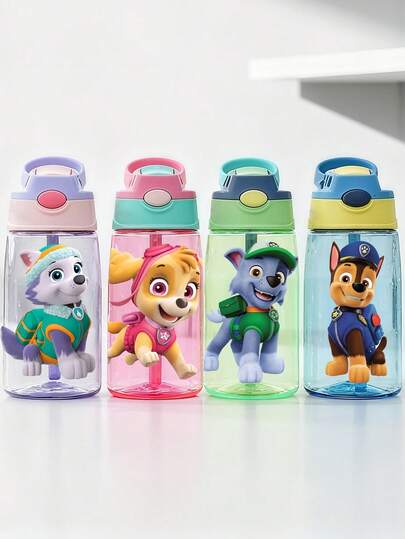 Paw Patrol Paw Patrol Water Bottle With Silicone Straw, 16 Oz, Portable Leak-Proof Lid, Available In 4 Colors, Perfect For First Day Of School, Back To School Gift, Party Water Bottle, Travel, School, Or Birthday Gifts