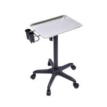 Silver Height-Adjustable Salon Utility Cart - Professional Mobile Hair Styling Station With Tool Organizer, Non-Rusting Aluminum Alloy Frame For Color Services And Beauty Treatments - Silver Black - View 6
