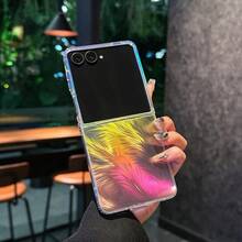 Farbenfroher Federn-Farbverlaufsmuster, glänzend und strahlend TPU + PC Schutzhülle, kompatibel mit Samsung Galaxy Z Flip7 Smartphone