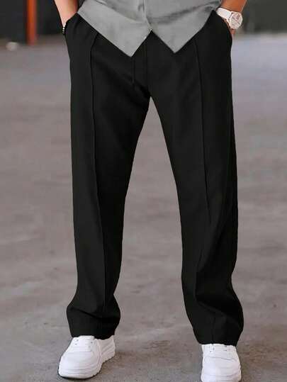 Pantalones de estilo retro para hombres, con diseño de bolsillo clásico y detalles tipo palillo. Estos pantalones casuales de unicolor y livianos son cómodos y versátiles, creando fácilmente un look de moda.