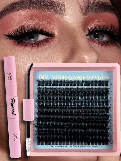 200 Pcs D Curl 100D Individual Lashes Kit With Glue Eyelash Jet Black Dense Made Of High-Quality Fiber Soft Light Durable And Natural Makeup Effect Suitable For Gift Giving
