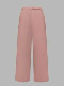 ANCHOSE Plus Size Women High Waist Pocket Design Flare Pants, Casual Loose Fit, Early Autumn