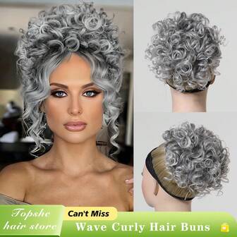 Wrap Around Drawstring Synthetic Messy Bun Wave Curly Hair Buns Hair Piece Extensions For Women Elastic Christmas