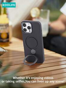 Koolife 1pc 360° Rotating Bracket Phone Case, Shockproof Air Cushion Full Protection, Liquid Anti-Slip PC+TPU Material, Independent Buttons, Suitable For IPhone 17 ProMax/17/17 Pro/17 Air/15/15 Plus/15 Pro/15 ProMax/16/16 Plus/16 Pro/16 ProMax/16e - Black - View 7