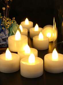 12-Pack Flameless LED Tea Light Candles Flicker Warm Yellow Over 200 Hours Battery Operated Tea Light Candles. Perfect For Parties, Weddings, Birthdays, Gifts And Home Decoration (Battery Remote Included) - 白色 - 查看 6