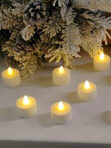 12-Pack Flameless LED Tea Light Candles Flicker Warm Yellow Over 200 Hours Battery Operated Tea Light Candles. Perfect For Parties, Weddings, Birthdays, Gifts And Home Decoration (Battery Remote Included) - 白色 - 查看 4
